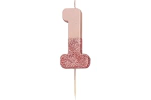 Talking Tables Gold Glitter Number 1 Candle Premium Quality Cake Topper Decoration Pretty Sparkly For Kids Adults Teenagers 1st Birthday Party 18th 21st Anniversary Milestone Rosegold1