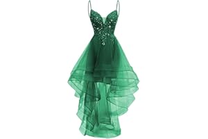 MINRENFUN Lace Applique Homecoming Dresses for Teens 2024 High Low Spaghetti Straps Tulle Short Prom Dress Glitter Quinceanera Dress