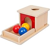 Adena Montessori Full Size Object Permanence Box with Tray Three Balls Montessori Toys for 6-12 Month Infant