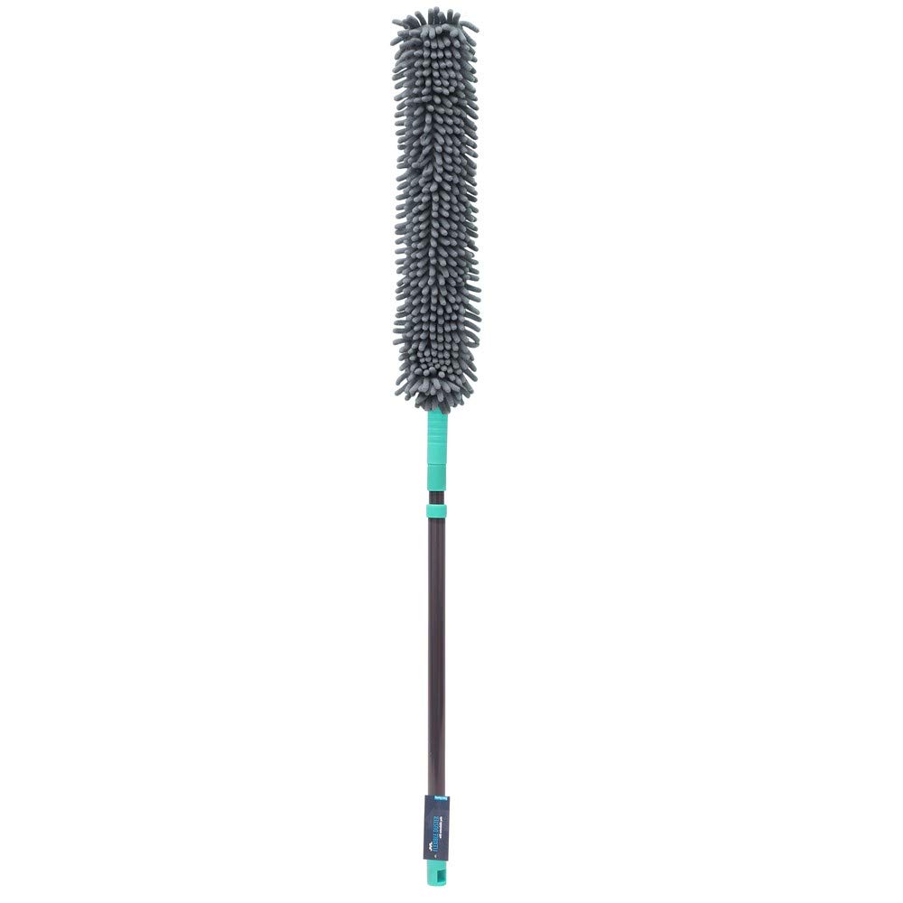 JVL 20-065GY Flexible Chenille Head Duster with Extendable Handle, Grey/Turquoise,