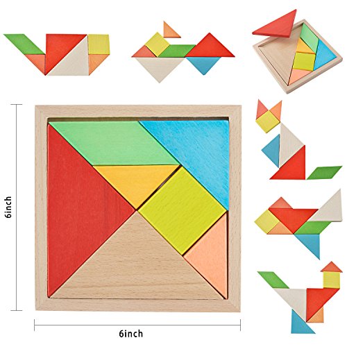 image for Wooden Shape Sorter Bus with Tangram & Number Puzzle Board & Alphabet 