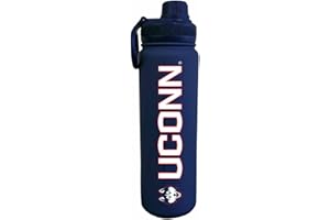 Campus Colors NCAA Stainless Steel Water Bottle - Twist on cap - 24 oz - Carry Clip - Keeps Your Drinks Hot or Cold for Hours (UCONN Huskies - Navy)