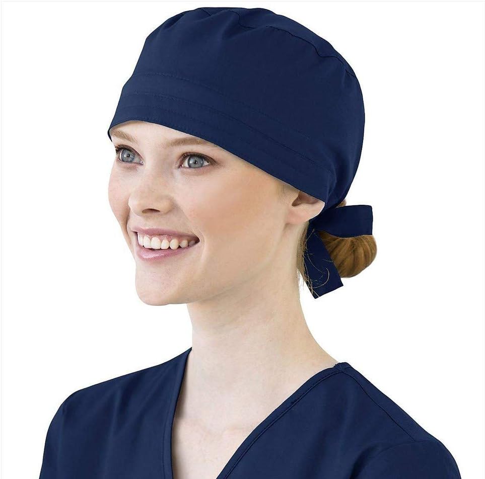 Tuuu Scrub Hat Long Ponytail, Bouffant Scrub Cap for Curls Women, One Size Fit All
