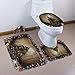 Owl's-Yard 3-Piece Bathroom Set Bath Mat Rug Lid Toilet Covers Toilet Seat Cushion Non-Slip Rubber Backing (Xmas Set #10)