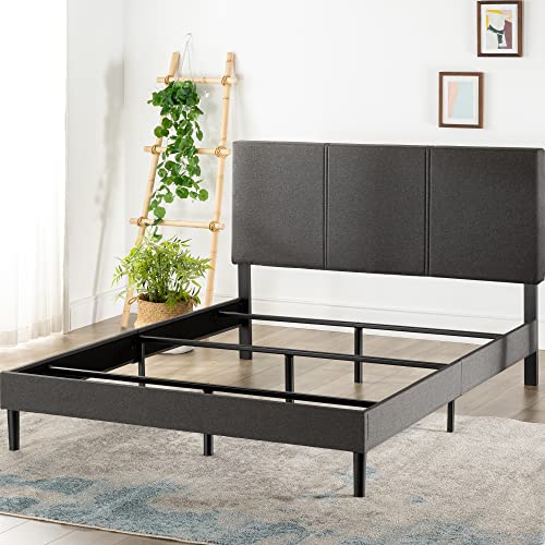 ZINUS Cambril Upholstered Bed Frame / Durable Steel Support / Bed Frame for Box Spring & Mattress / Easy Assembly, Dark grey, King