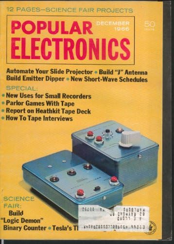 POPULAR ELECTRONICS Slide Projector J Antenna Emitter Dipper Short-Wave 12 1966