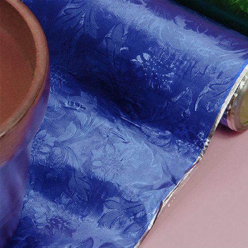 Premium Floral Foil Wrapping Paper - 20 Inches By 10 Yards (Royal Blue)