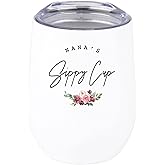 Andaz Press Funny Mother's Day Wine Tumbler with Lid, Nana's Sippy Cup, 12 Oz Stemless Stainless Steel Insulated Birthday Christmas Gift for Grandma Nana Mama Tumbler Mom Tumbler Mom to Be