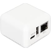 ASHATA USB 2.0 Network Print Server, LAN Print Share Server for USB Printers, Print Server with Type C Power Supply, for Linux 3.4 for for Android (US Plug)