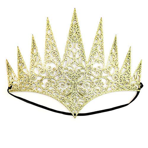 By Robelli Golden Glitter Princess/Queen Elasticated Halloween Fancy Dress Tiara/Crown