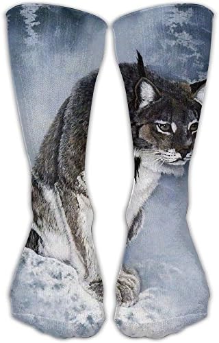 Sports Socks Cute Woolly Lynx Cougar Painting Art Elastic Long Socks Compression Socks ( 30cm )