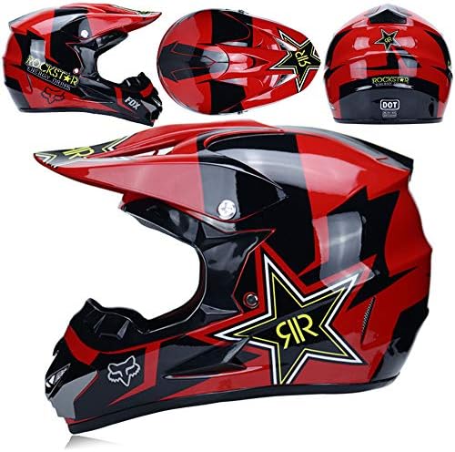 yaning Adult Offroad Helmet Goggles Gloves Gear Combo Purple Splatter