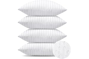 OTOSTAR Pack of 4 Outdoor Pillow Inserts 18x18 Inch Waterproof Throw Pillow Inserts Water Resistant Decorative Soft Fluffy Pillows with 3D Filling Stuffer Sham for Couch Sofa Cushion Patio (White)