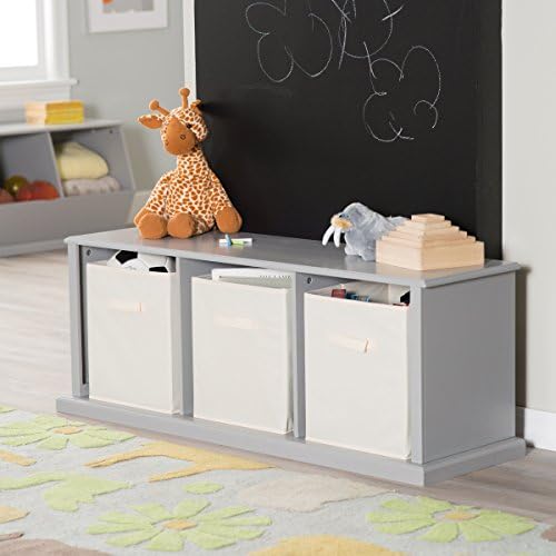 Storage Bench Made with Sturdy Engineered Wood in Gray Finish .