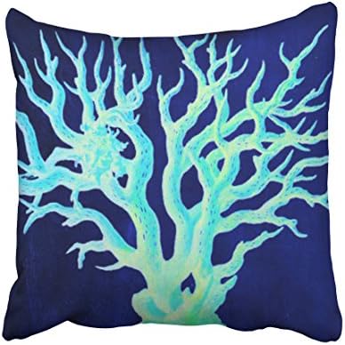 Accrocn Square Throw Pillow Covers Retro Nautical Coastal Chic Beachy Navy Coral Reef Decorative Pillowcases Polyester 18 X 18 Inch with Hidden Zipper Home Sofa Cushion Decorative Pillowcase