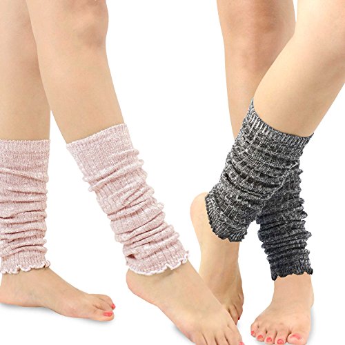 TeeHee Women's Fashion Leg Warmers Loose Bottom 2-Pack Assorted Colors (Dark)