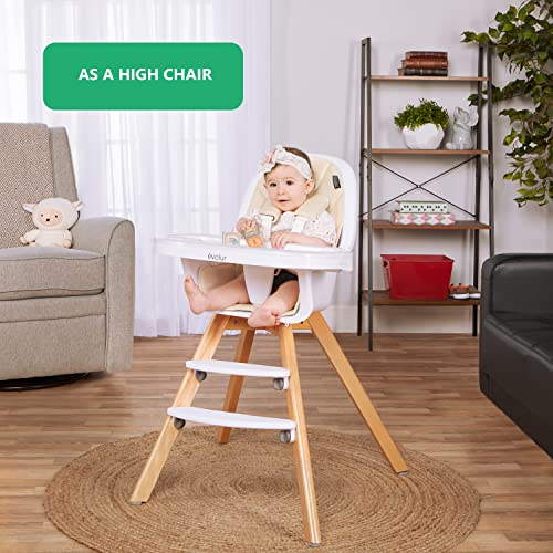 Evolur Zoodle 2 in 1 Baby High Chair in Ivory, Easy to Clean