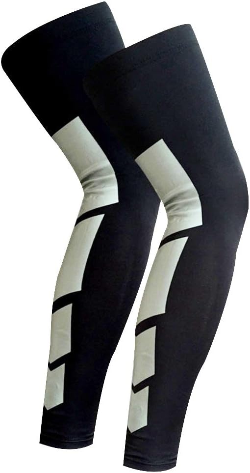 Knee Sleeves (Pair) - sport Football Basketball Cycling Full Leg Knee Long Sleeve Black,M