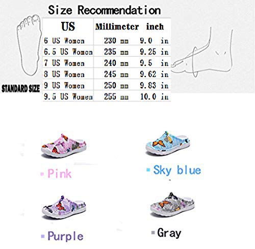 Peregrine Women's Mesh Breathable Sandal Quick-Drying Slippers Beach Slippers Non-Slip Garden Sandals Clogs Mules Shoes Butterfly Gray 40