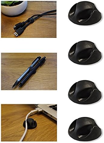 Cable Clips for Wire Organizing/Cable Management - Authentic 3M Self Adhesive for Long Lasting Hold (Black 4 Pack)