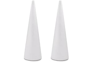 Crafare 2 Pack Foam Cones for Crafts 4.56x15.7 Inch Polystyrene Large Christmas Tree Foam Cones for Holiday Arts Project Wedding Table Centerpiece and Floral Arrangement Supplies