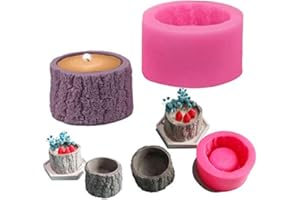 NINEXY Tree Stump Flower Pot Silicone Mold for Epoxy Resin Concrete Succulent Planter Clay Cement Mould Candle Holder Mold