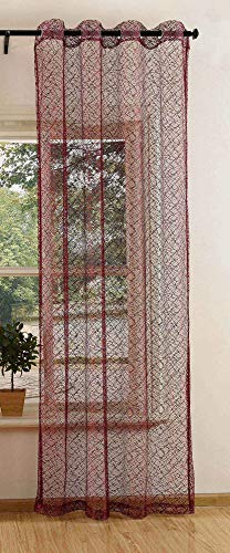Gardinenbox Mesh Net Curtain with Eyelets, Transparent, Plain, Decorative Curtain, 20352, Polyester, bordeaux, 245 x 140 cm