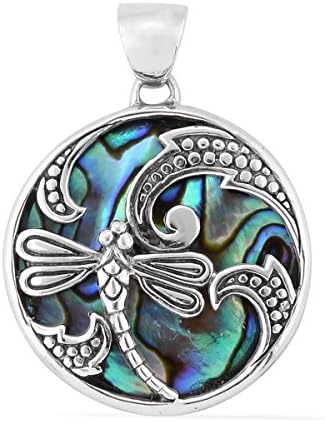 Abalone Shell 925 Sterling Silver Dragonfly Fashion Pendant Necklace without Chain