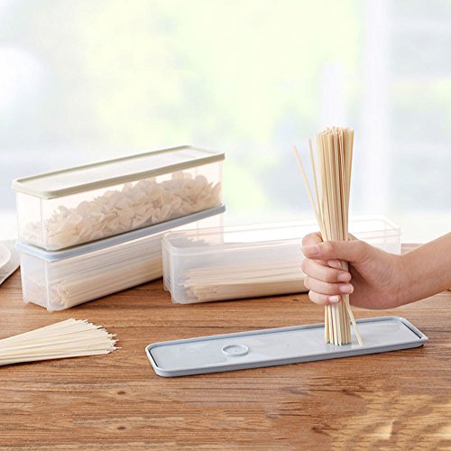 Afco Strip Noodle Storage Box Refrigerator Food Container Drawer Kitchen Food Rack size 30cm x 8.2cm x 8cm (Khaki)