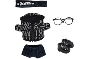 niannyyhouse Headwear Hooded Jacket Pants Glasses Leather Shoes Elemental Outfit 10cm 20cm Plush Doll Clothes Dress Up Access