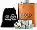 Bold Brands Bundle - Set of 9 Whiskey Stones, 8 oz. Stainless Steel Leather Hip Flask and Funnel Gift Set
