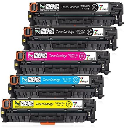 7Magic HP 305A CE410X CE411A CE412A CE413A compatible toner cartridge for HP Laserjet Pro 300 Color MFP M375nw, Pro 400 Color M451dn M451nw M451dw MFP M475dw M475dn (1 Set + 1 Black)