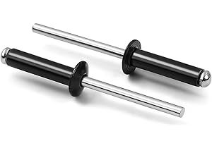 3/16" x 1/4" Aluminum Blind Rivets Black, 4.8mm x 6mm Pop Rivet, Aluminum Grip Steel Mandrel, 100 PCS