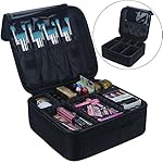 Travel Makeup Train Case Travelmall Makeup Cosmetic Case Organizer Portable Artist Storage Bag 10.3'' with Adjustable Dividers for Cosmetics Makeup Brushes Toiletry Jewelry Digital accessories Black