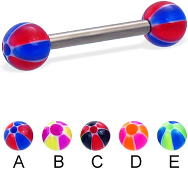 MsPiercing Titanium Straight Barbell With Balloon Balls, 12 Ga, Ball