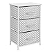 mDesign 3-Drawer Vertical Dresser Storage Tower - Sturdy Steel Frame, Wood Top and Easy Pull Fabric Bins - Multi-Bin Organizer Unit for Child/Kids Bedroom or Nursery - Light Gray with White Polka Dots