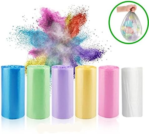 Medium Trash Bags, Durable Rubbish Bags 15 Liters muti-color Wastebasket Bags for Small Office, Bathroom and Coffee Station Wastebaskets Bin (120 Counts/ 6 Rolls) (5 Gallon)