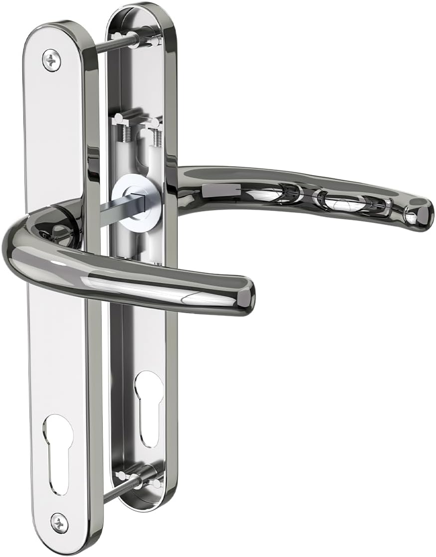 Bwintech Polished Chrome UPVC Door Handle Set 92mm 210mm 243mm Plate 304
