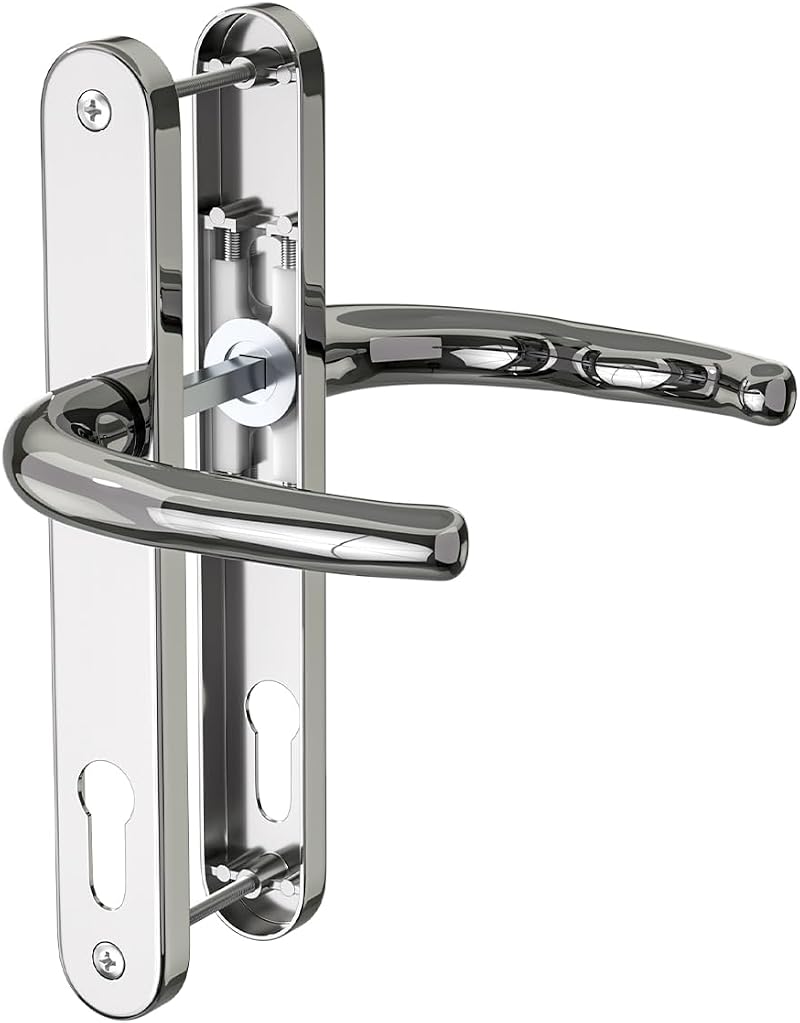 Bwintech Polished Chrome UPVC Door Handle Set 92mm 210mm 243mm Plate 304