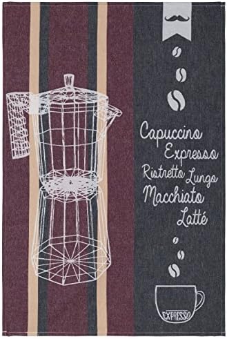 Coucke French Cotton Jacquard Towel French Table Collection, Expresso FB, 20-Inches by 30-Inches, Black and Multi-Color