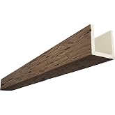 Timberthane Hand Hewn Faux Wood Beam, 3-Sided (U-Beam), 4"W x 12"H x 144"L, Honey Wheat Finish