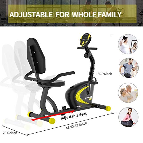 pooboo Recumbent Exercise Bike with Adjustable Resistance