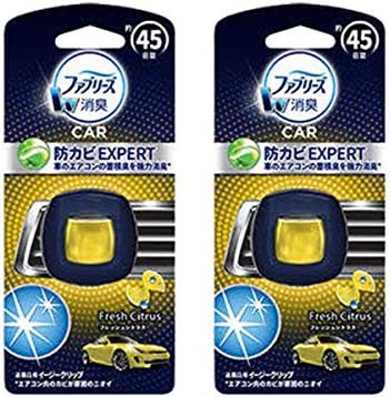 Amazon 車用芳香 消臭剤 ファブリーズ イージークリップ 防カビエキスパート フレッシュシトラス イエロー 2個セット 車用 ノーブランド品 クリップ型
