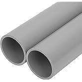 CKVIHAV 2Pcs 2 Inch Grey Electrical Conduit PVC Pipe 17" Long Sch40 PVC Rigid Tube Round Pipes Hardware Tubing for Home DIY Electrical Wiring Installation, Garden, Farm, Workshop,(2" x 17"L)
