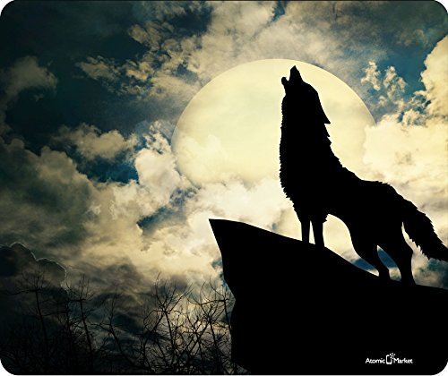 Wolf Howling At The Moon Thick Mousepad by Atomic Market