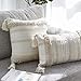 blue page Boho Throw Pillow Cover 20x20 Neutral Tufted Decorative Pillow Cover for Bed, Large Square Couch Pillow Cover Modern Accent Farmhouse Throw Pillow Case, Yellowy Cream