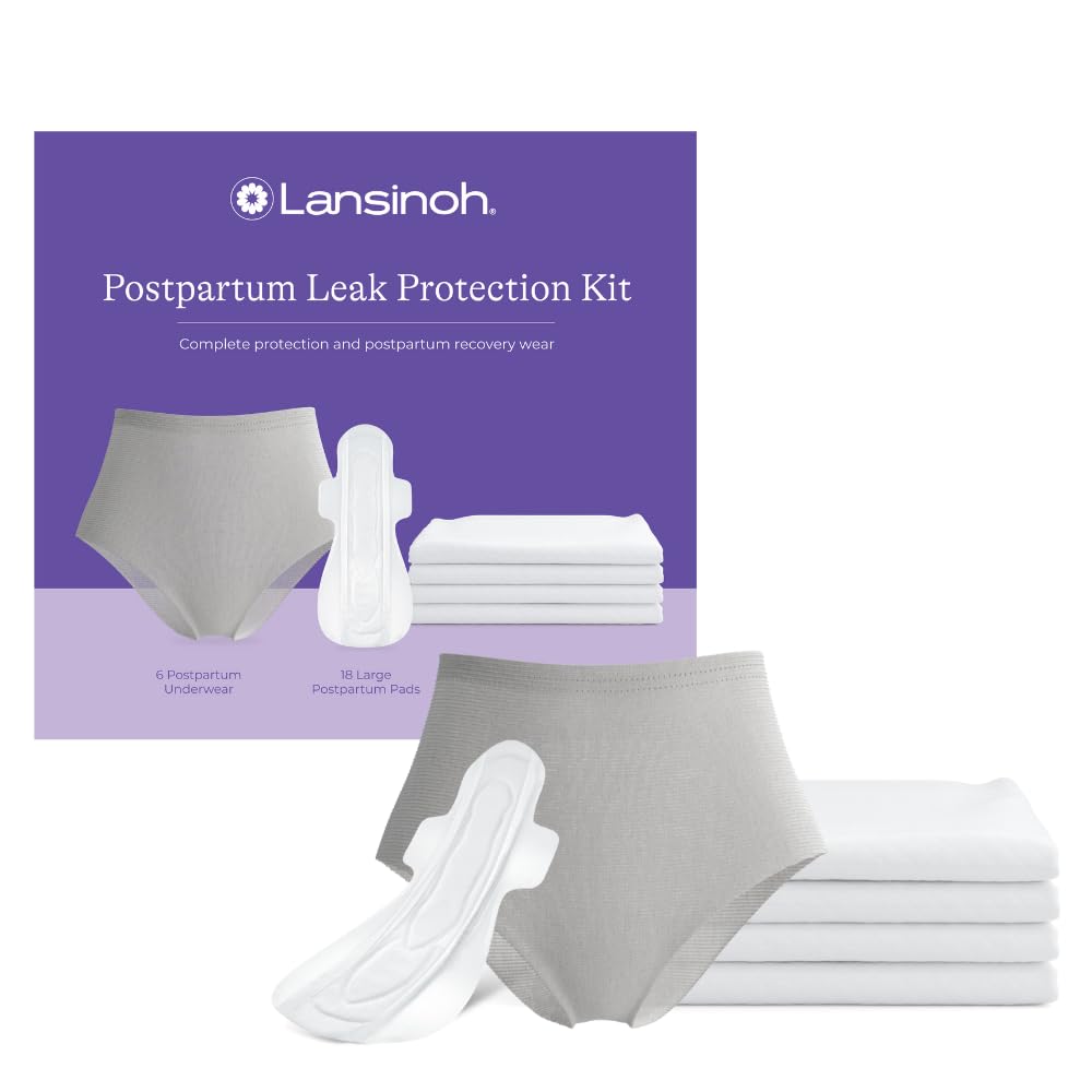 Photo 1 of Lansinoh Peace of Mind Leak Protection & Postpartum Kit, 28-Piece Labor and Delivery Essentials with Disposable Underwear, M-L Maternity Pads and Waterproof Bed Mats, Postpartum Essentials