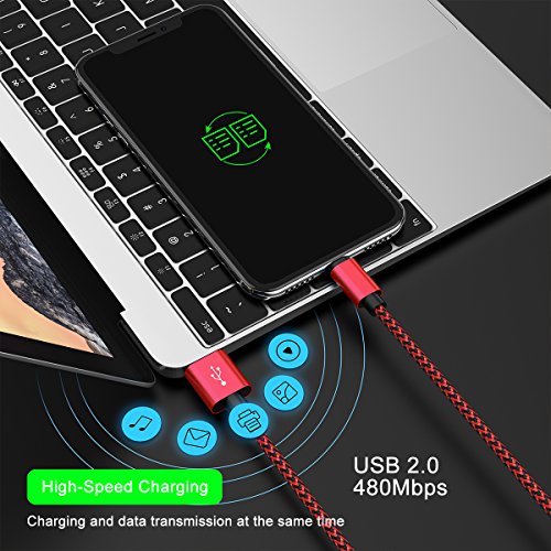 image for CredDeal Phone Charger Cable 4Pack(3/6/6/10FT) Nylon Braided Charging 