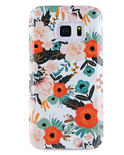 Galaxy S7 Case, Dimaka Cute Floral Flower PC Cover with Shock Proof Protective TPU Bumper[Slim and Sturdy][2 Layers][Print Designed Pattern for Girls] for S7 Obsession Camellia