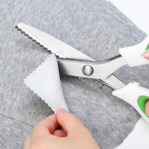 Pinking Shears for Fabric 9", Professional Zig Zag Scissors, Hardened Stainless Steel Craft Scissors for Sewing Fabrics Leather Craft Paper